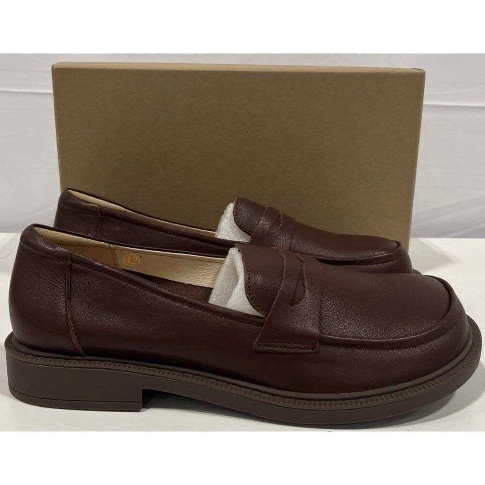Dwarves Penny Loafers Women 42 or size 10 Brown Leather Handmade Wide Nib